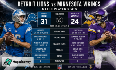 detroit lions vs minnesota vikings match player stats